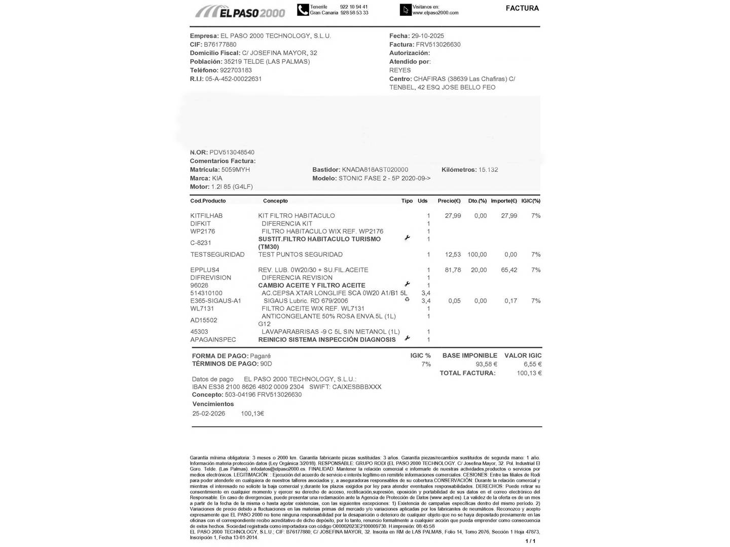 Foto del mantenimiento del KIA Stonic KIA Stonic 1.2 DPi Drive (79 CV)