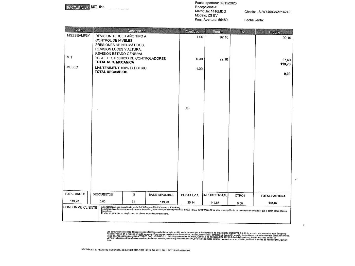 Foto MG ZS EV MG ZS 72KWH Luxury Long Range OBC (156 CV)