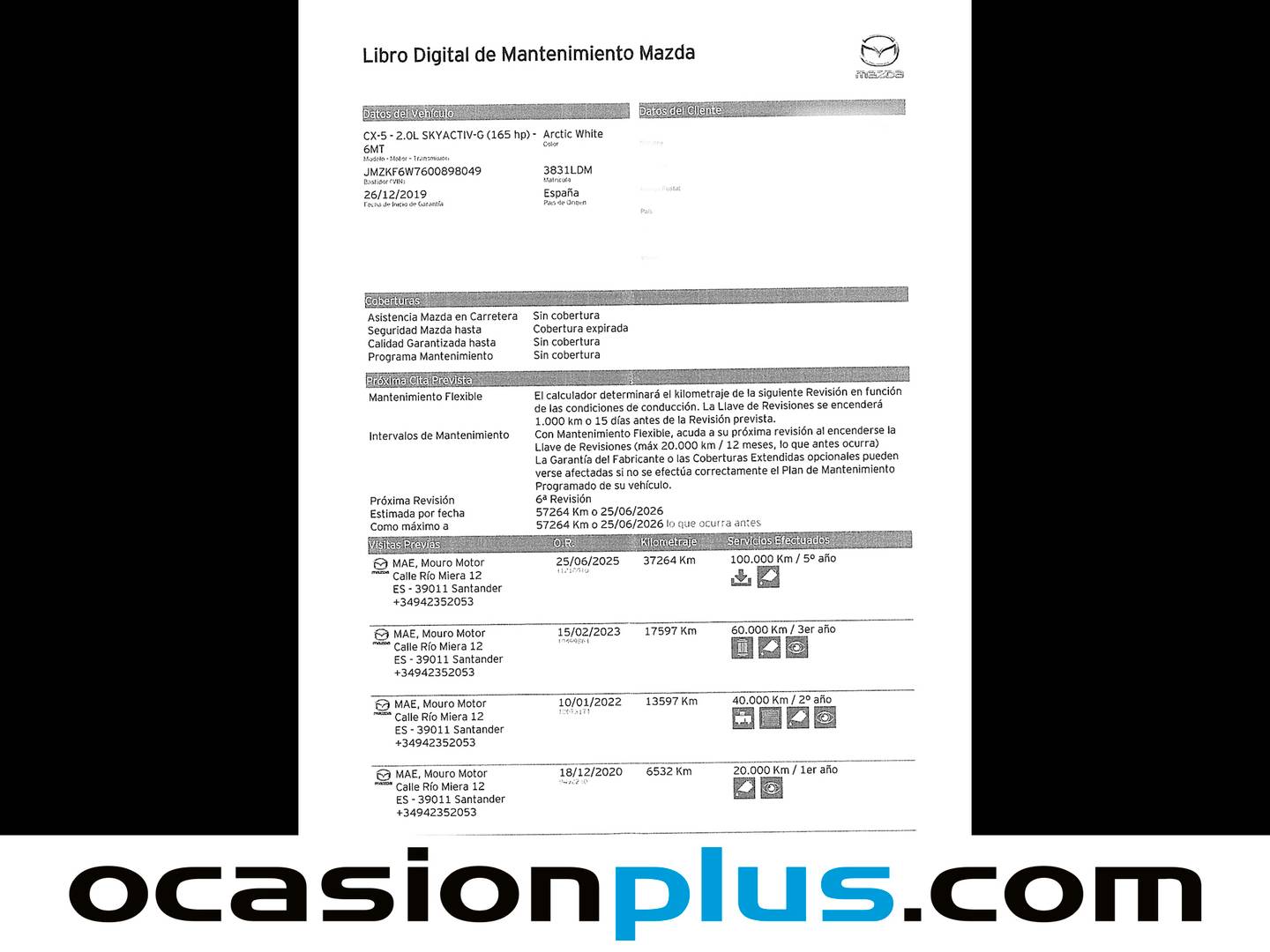 Foto del mantenimiento del Mazda CX-5 Mazda CX-5 2.0 G Origin 2WD (165 CV)