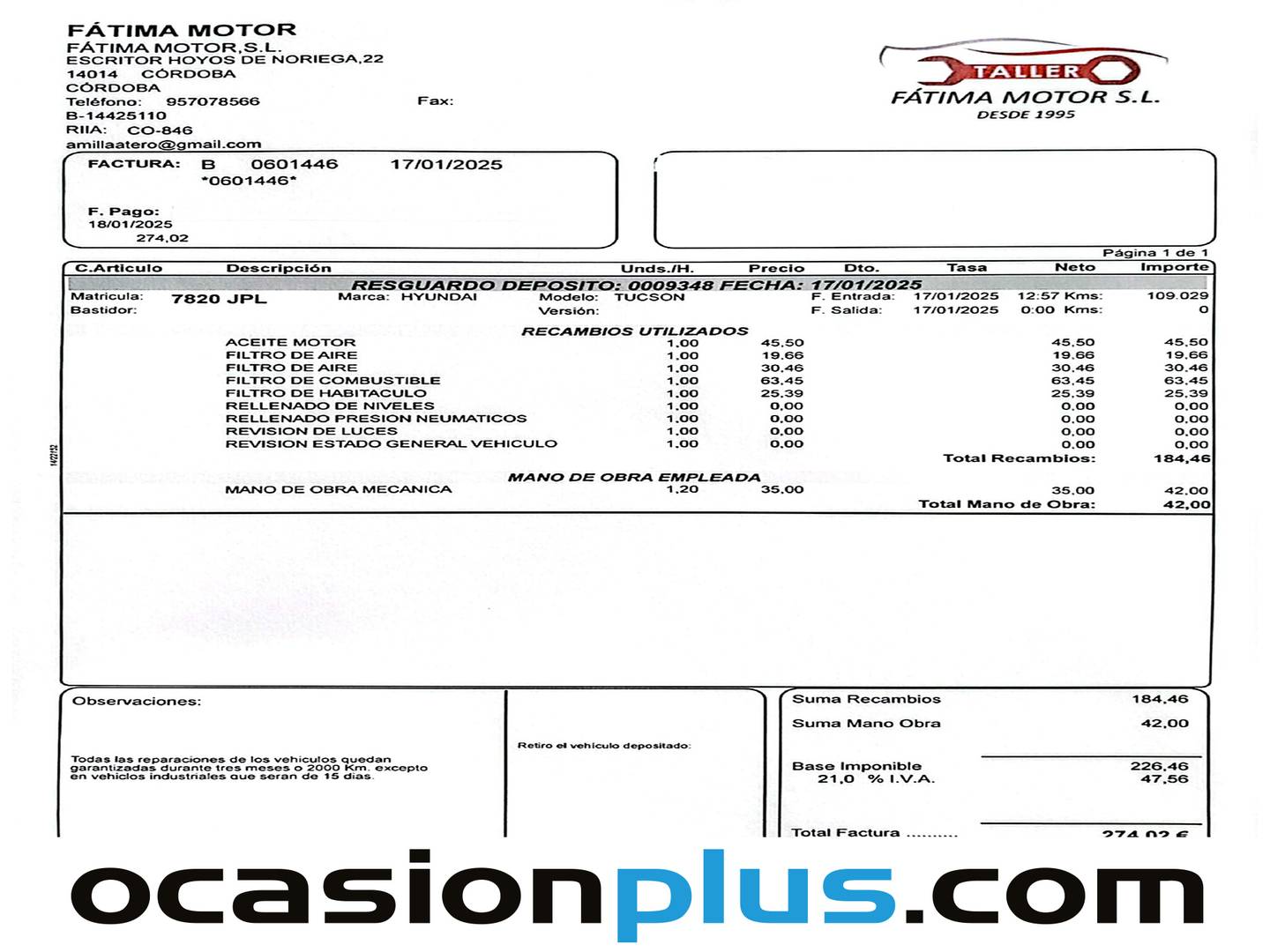Foto del mantenimiento del Hyundai Tucson Hyundai Tucson 1.7 CRDI BlueDrive Essence 4x2 (115 CV)