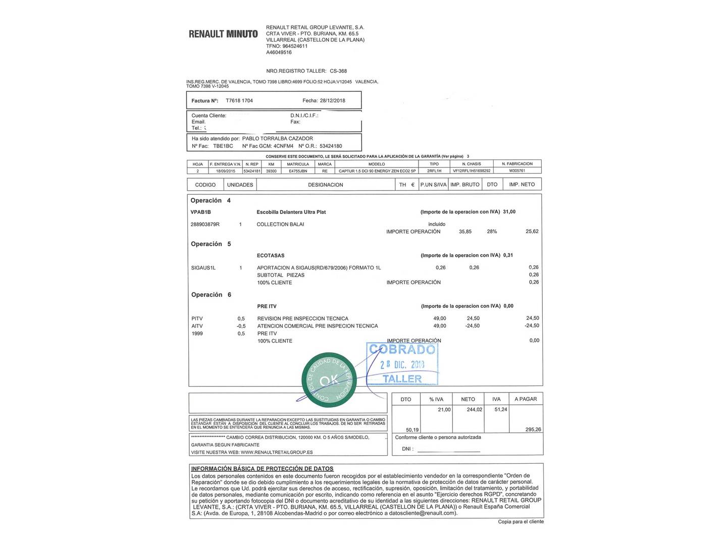 Foto del mantenimiento del Renault Captur Renault Captur Zen Energy dCi (90 CV)