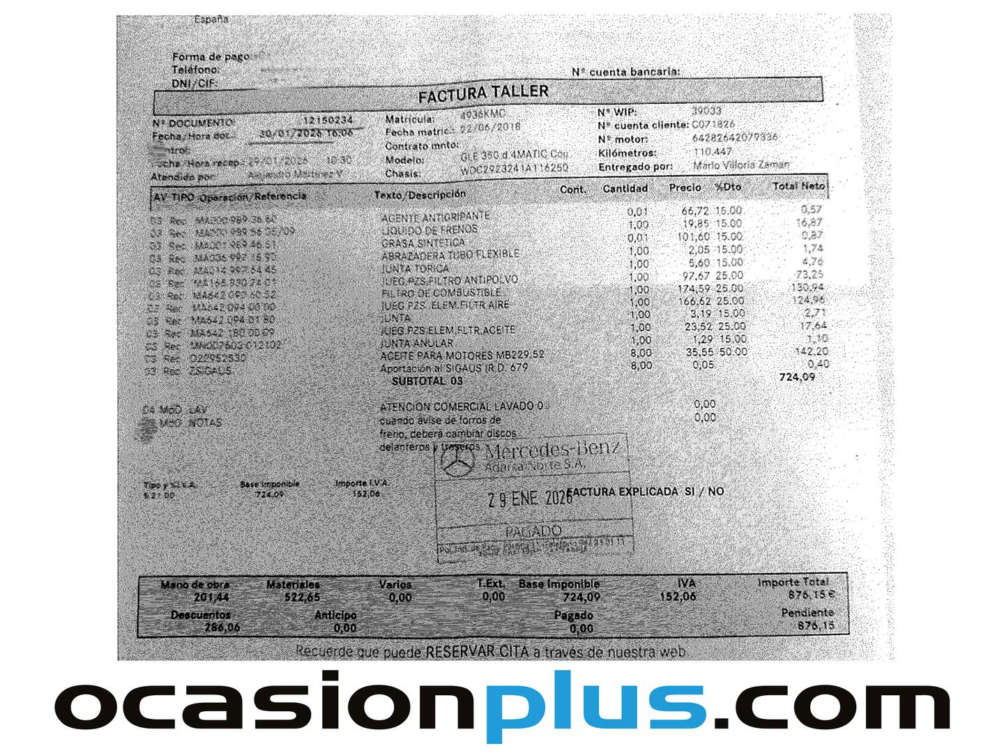 Foto del mantenimiento del Mercedes Clase GLE Coupé Mercedes-Benz GLE Coupé 350 d 4Matic (258 CV) PACK AMG