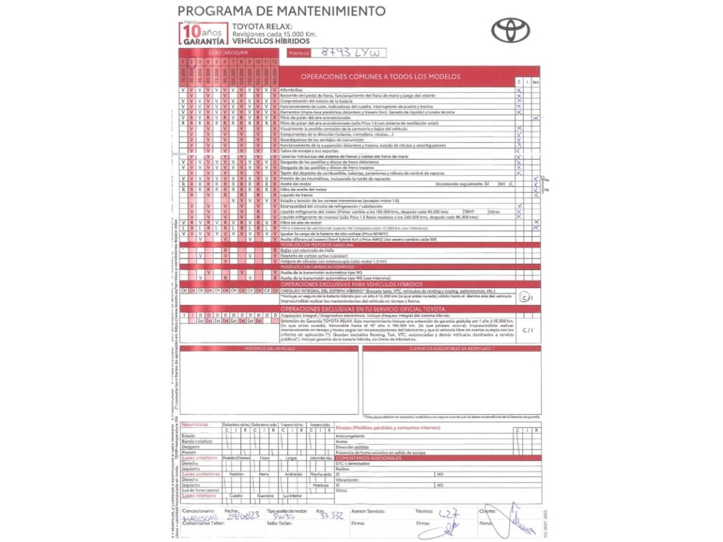 Foto del mantenimiento del Toyota Yaris Cross Toyota Yaris Cross 120H Style (116 CV)