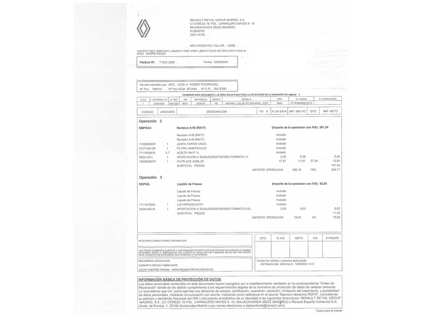 Foto del mantenimiento del Renault Mégane Renault Megane Zen Blue dCi (115 CV)