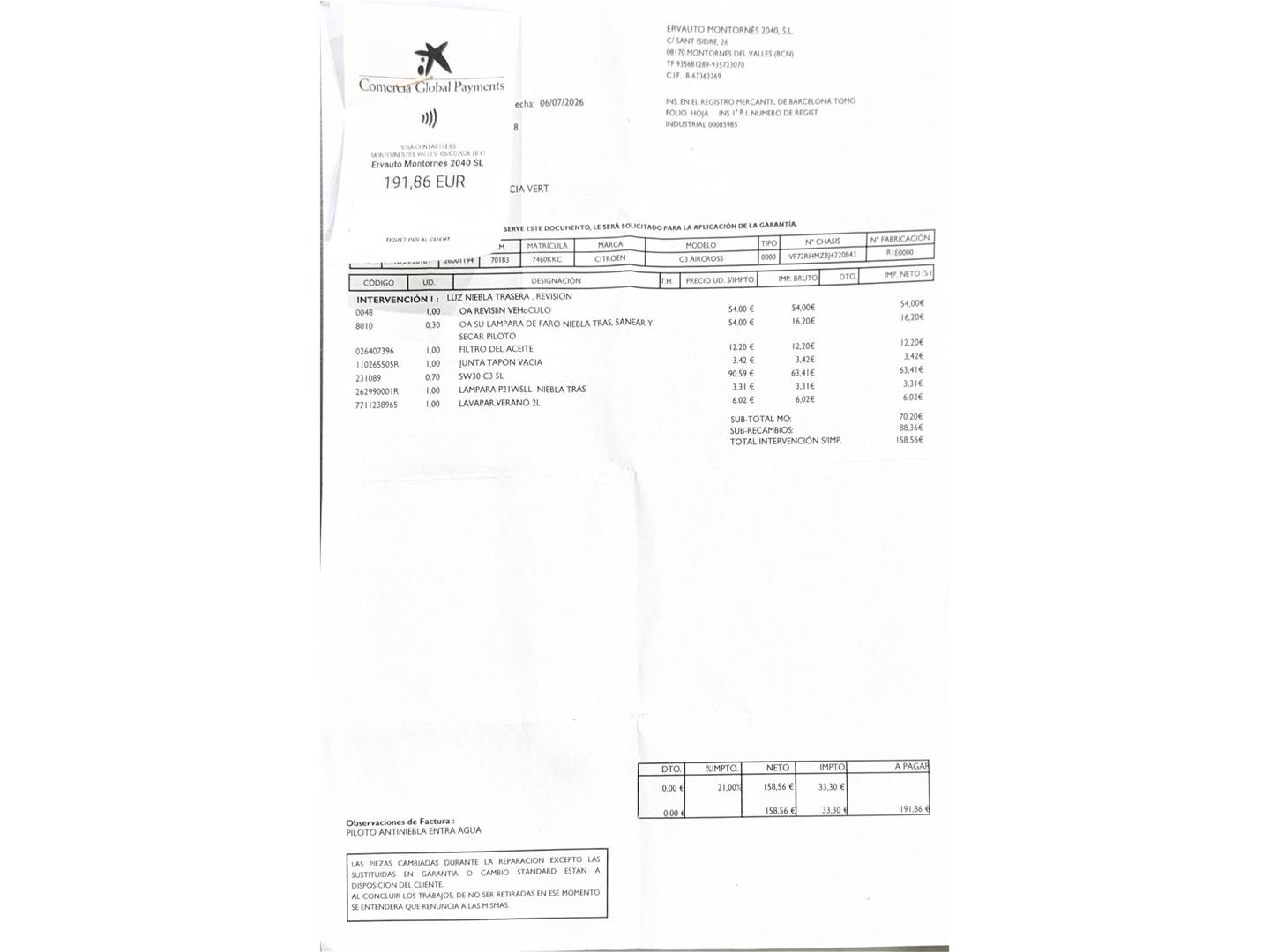 Foto del mantenimiento del Citroën C3 Aircross Citroën C3 Aircross PureTech 82 Feel (82 CV)