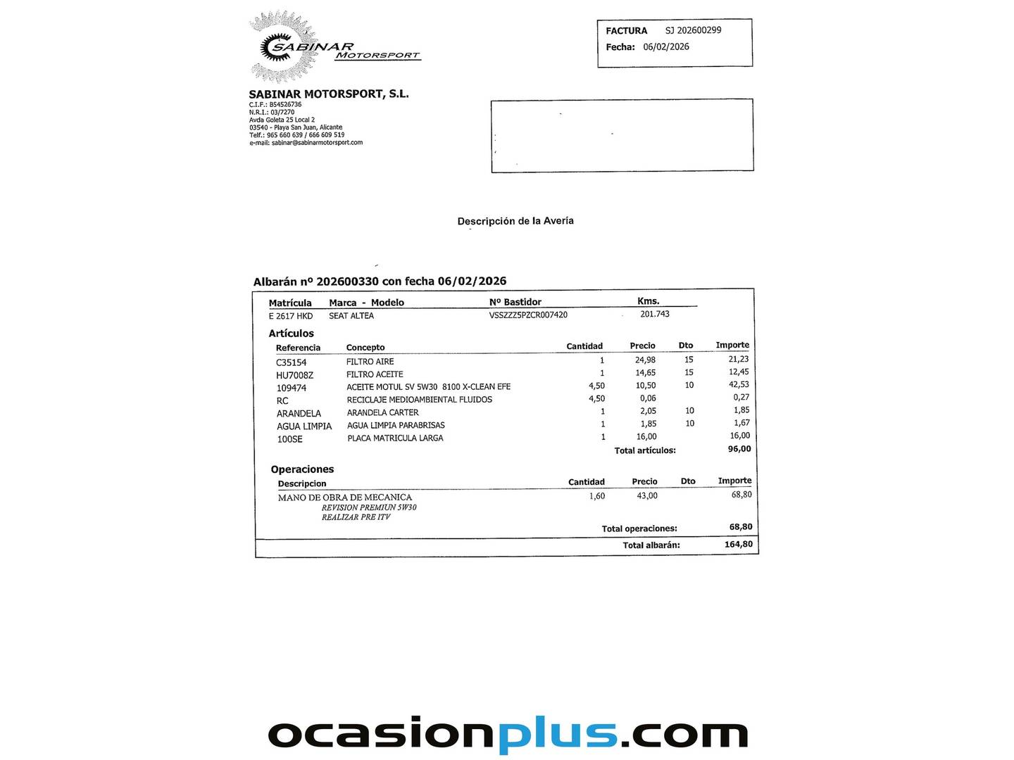 Foto del mantenimiento del Seat Altea XL SEAT Altea XL 1.6 TDI E-Ecomotive Reference (105 CV)