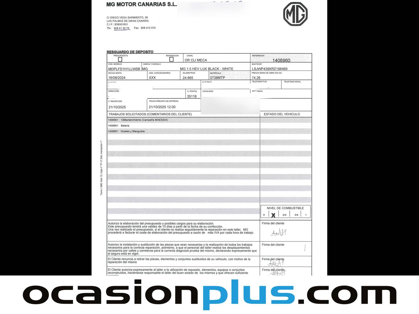 Foto del mantenimiento del MG MG3 Hybrid+ MG MG3 Hybrid+ Luxury (195 CV)