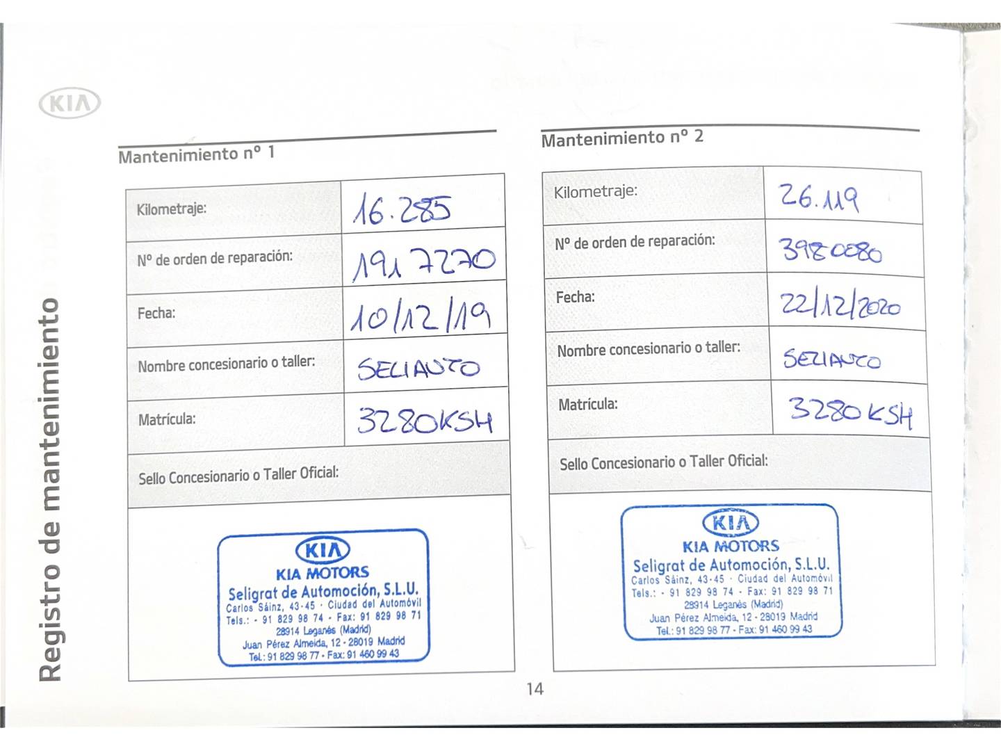 Foto del mantenimiento del KIA Sportage KIA Sportage 1.6 GDi Drive 4x2 (132 CV)
