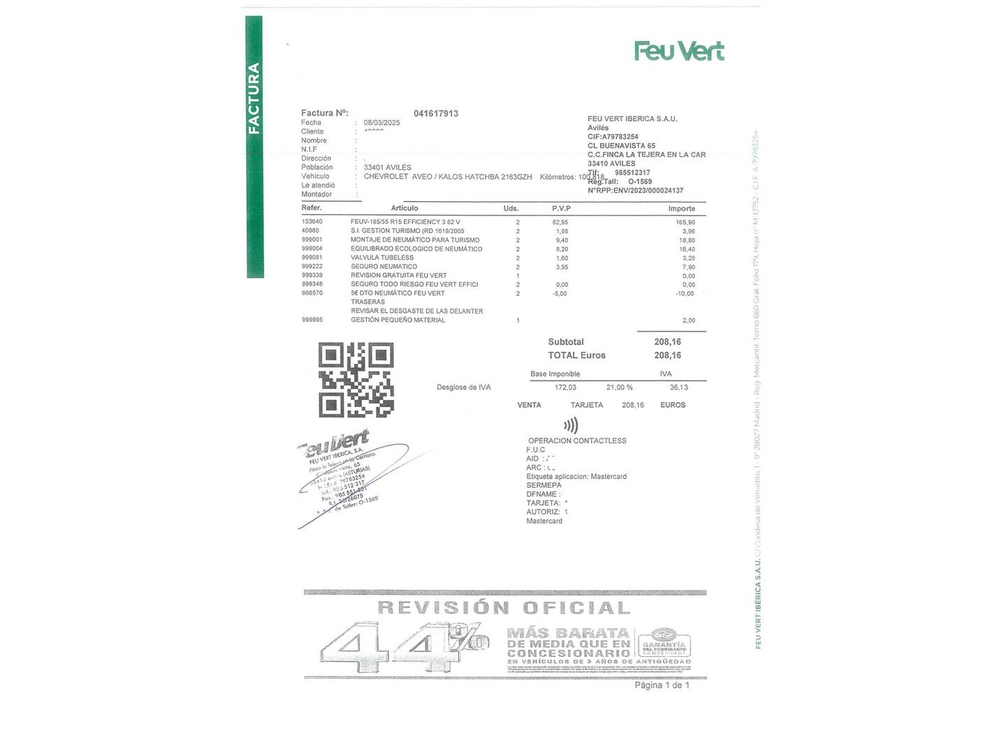 Foto del mantenimiento del Chevrolet Aveo Chevrolet Aveo 1.4 16v LS (100 CV)