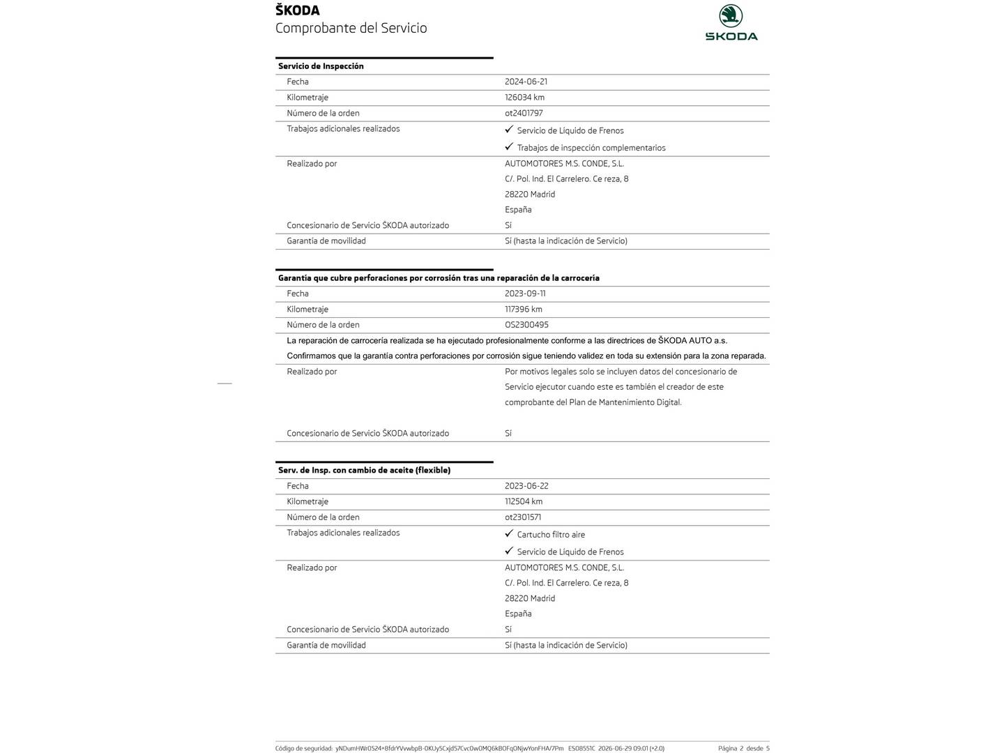Foto del mantenimiento del Skoda Karoq Skoda Karoq 1.5 TSI ACT Ambition DSG (150 CV)