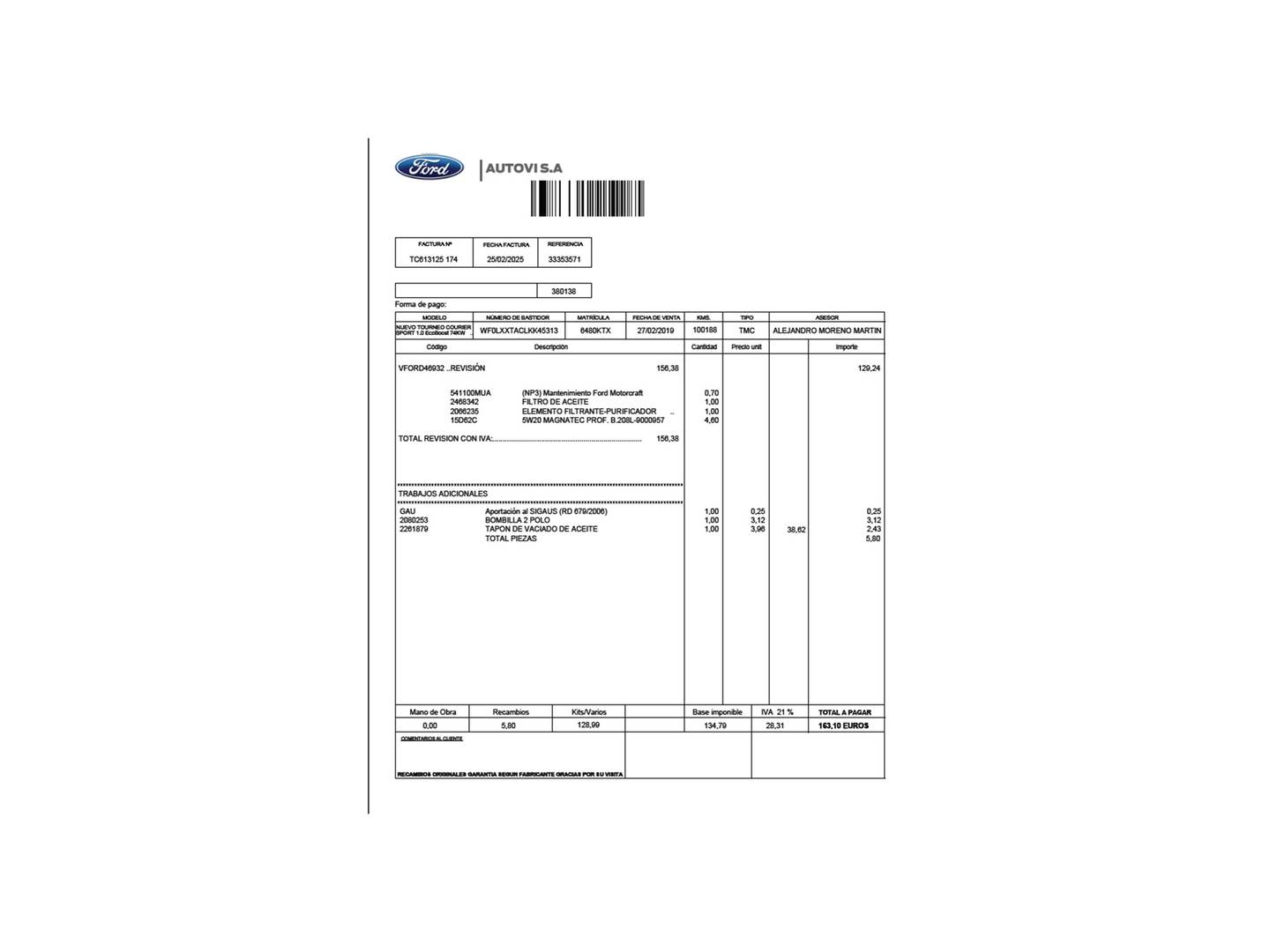 Foto Ford Tourneo Courier Ford Tourneo Courier 1.0 EcoBoost Sport 74 kW (100 CV)