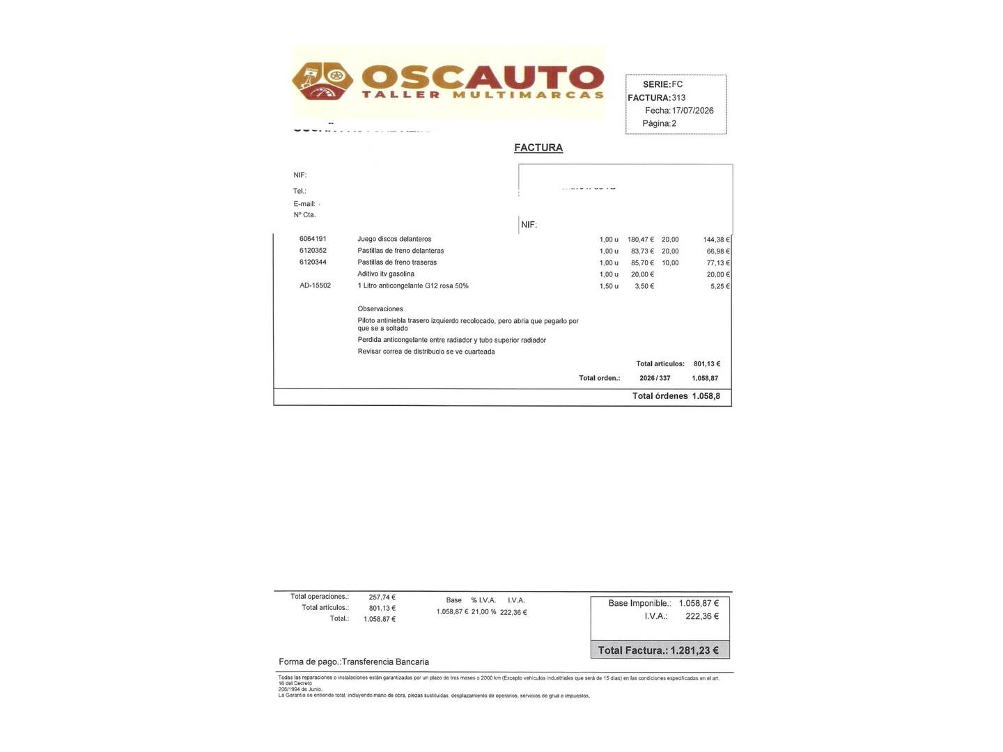 Foto del mantenimiento del Peugeot 5008 Peugeot 5008 PureTech 130 GT Line EAT8 (130 CV) 7 Plazas