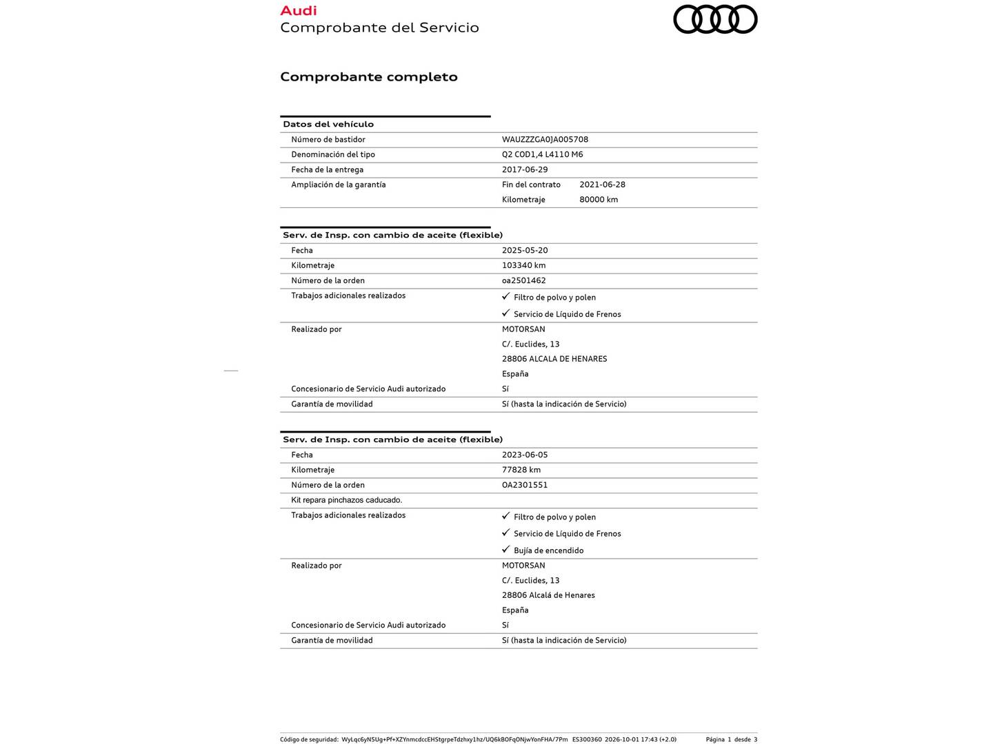Foto del mantenimiento del Audi Q2 Audi Q2 Design Edition 1.4 TFSI CoD (150 CV)
