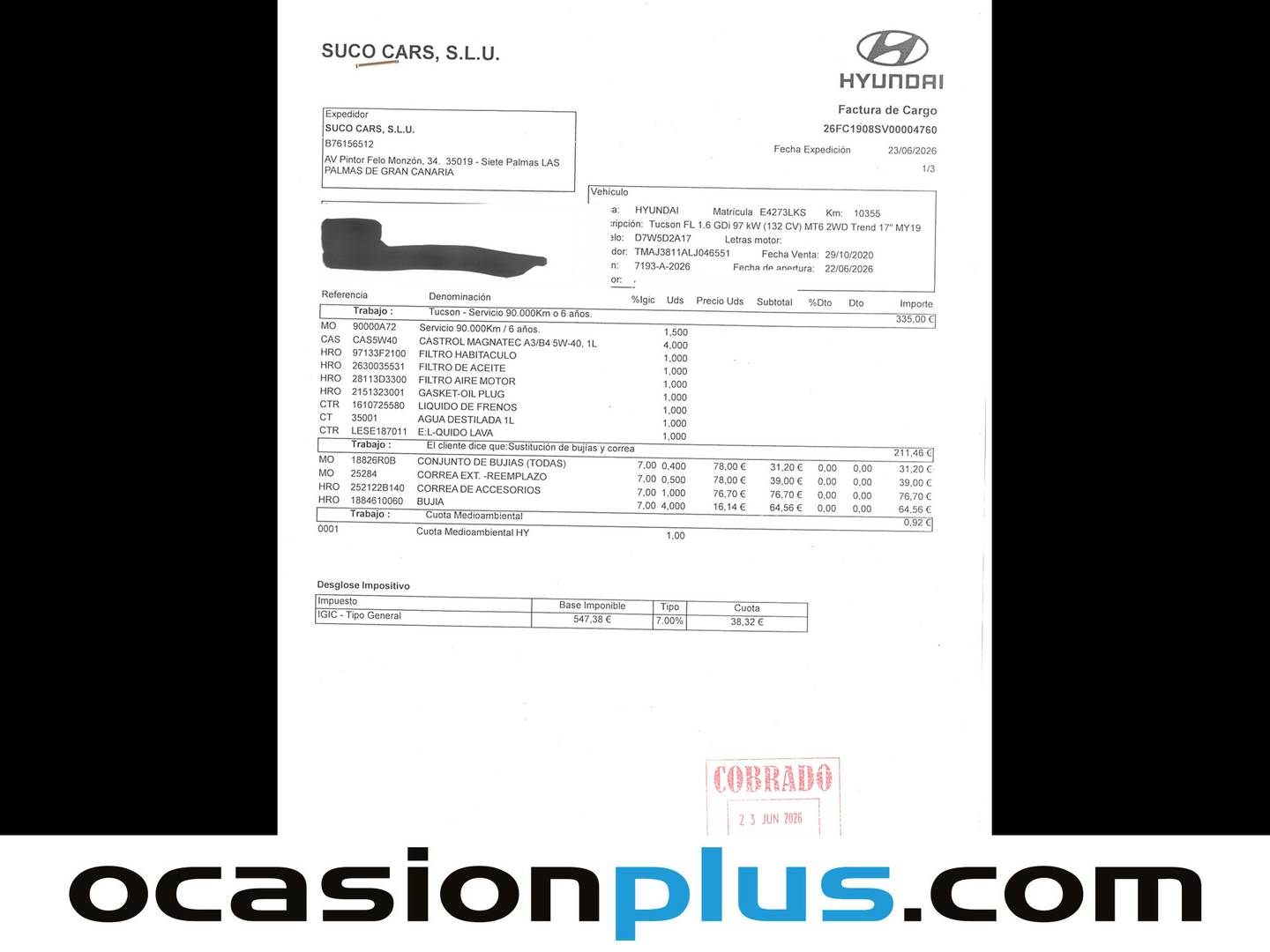 Foto del mantenimiento del Hyundai Tucson Hyundai Tucson 1.6 GDI SLE 4x2 (132 CV)