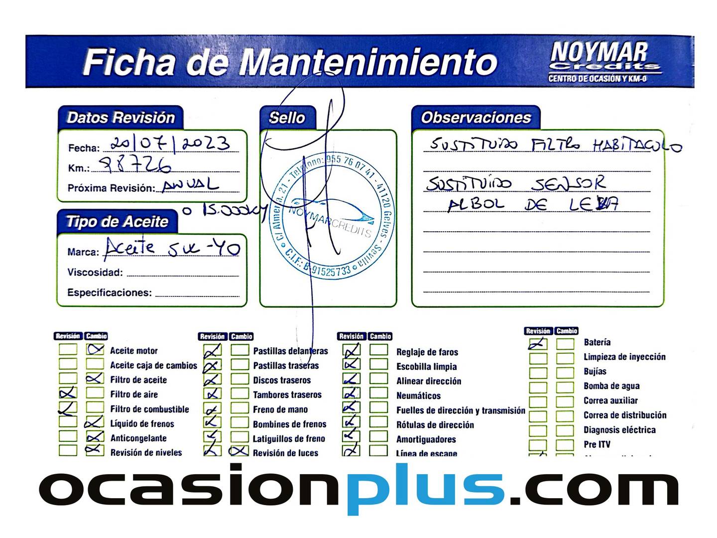 Foto del mantenimiento del SsangYong Rodius SsangYong Rodius 2.0 e-Xdi Limited (155 CV) 7 Plazas
