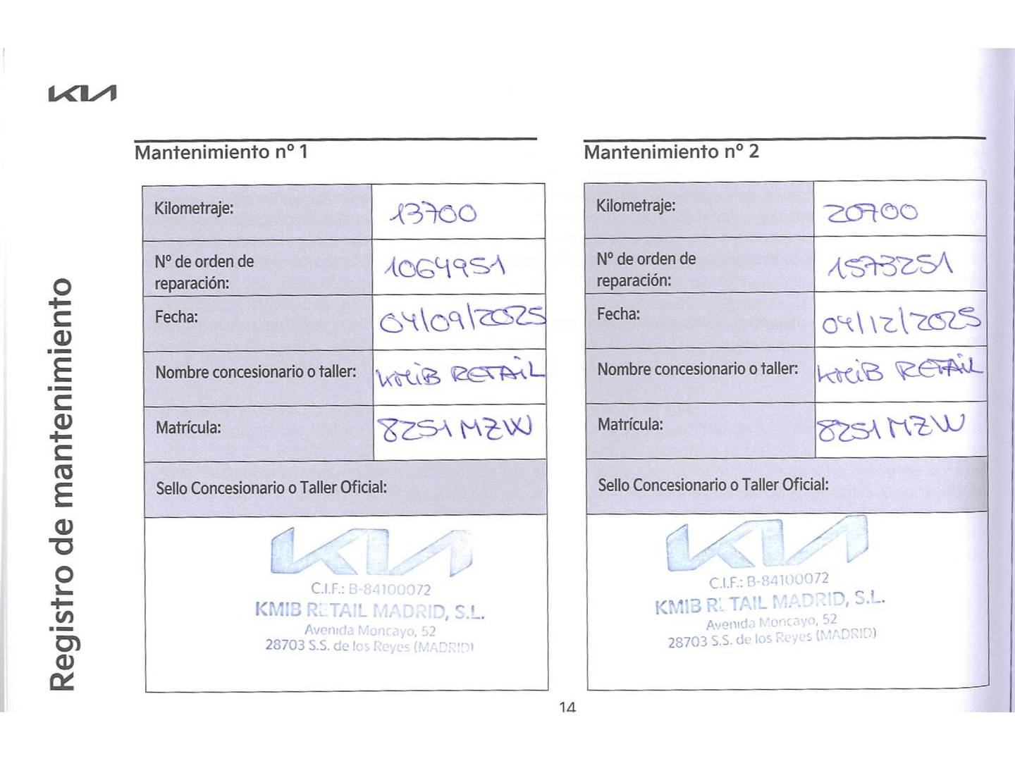 Foto del mantenimiento del KIA Ceed KIA Ceed 1.0 T-GDI Drive (100 CV)