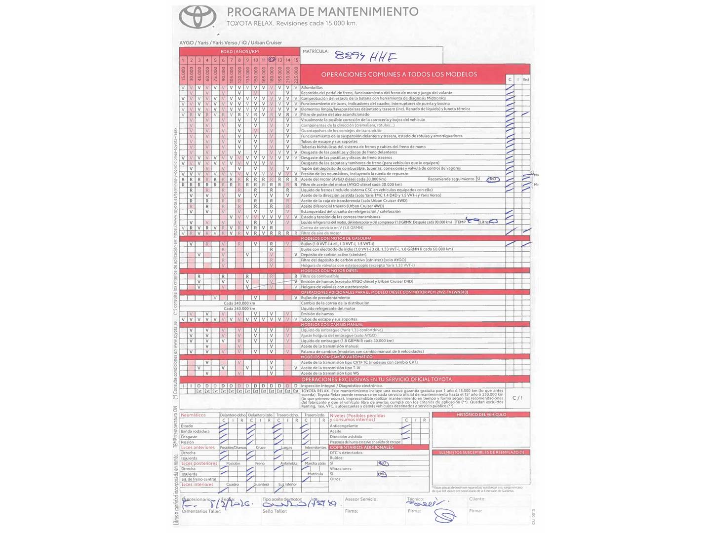 Foto del mantenimiento del Toyota Yaris Toyota Yaris 1.3 Active (99 CV)