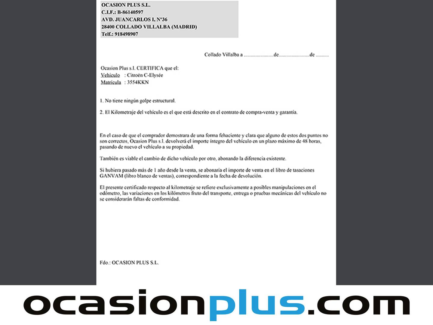 Foto del certificado del Citroën C-Elysée Citroën C-Elysee PureTech 82 Shine (82 CV)