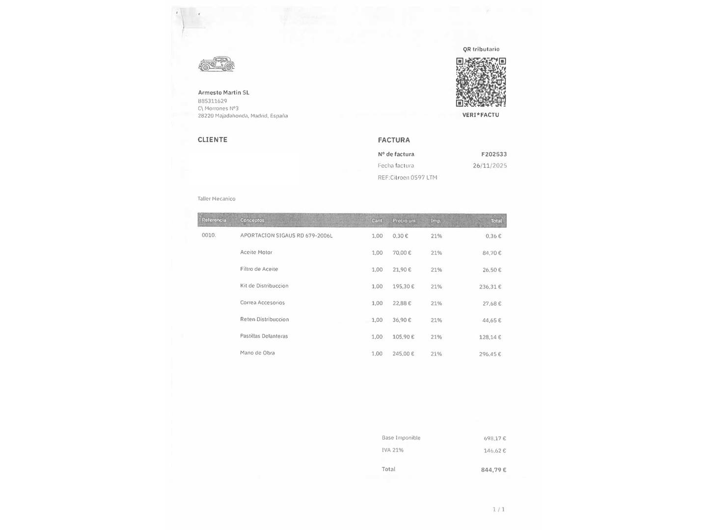 Foto del mantenimiento del Citroën C4 Citroën C4 PureTech 100 Live Pack (100 CV)