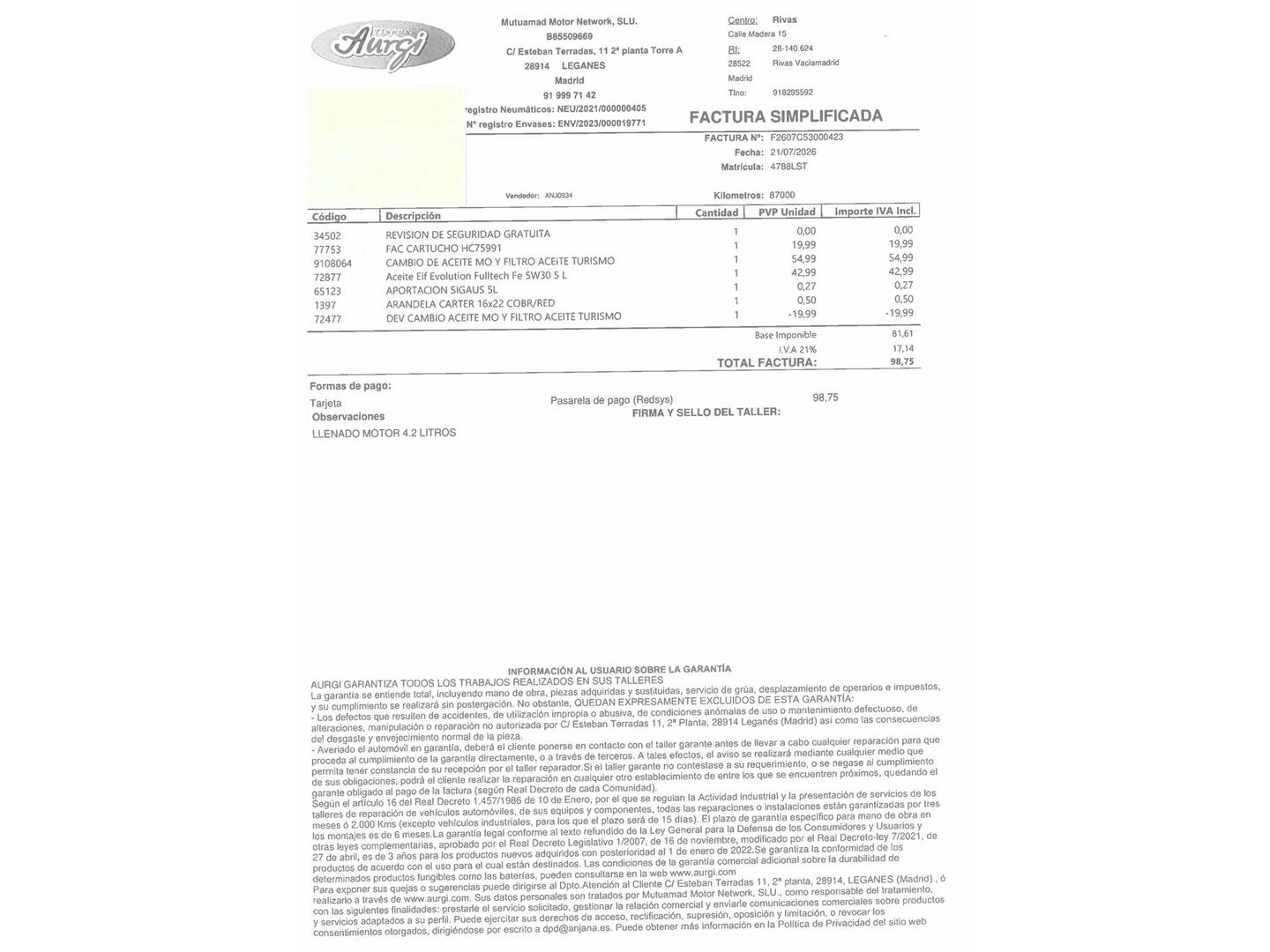 Foto del mantenimiento del Renault Clio Renault Clio Zen TCe (90 CV)