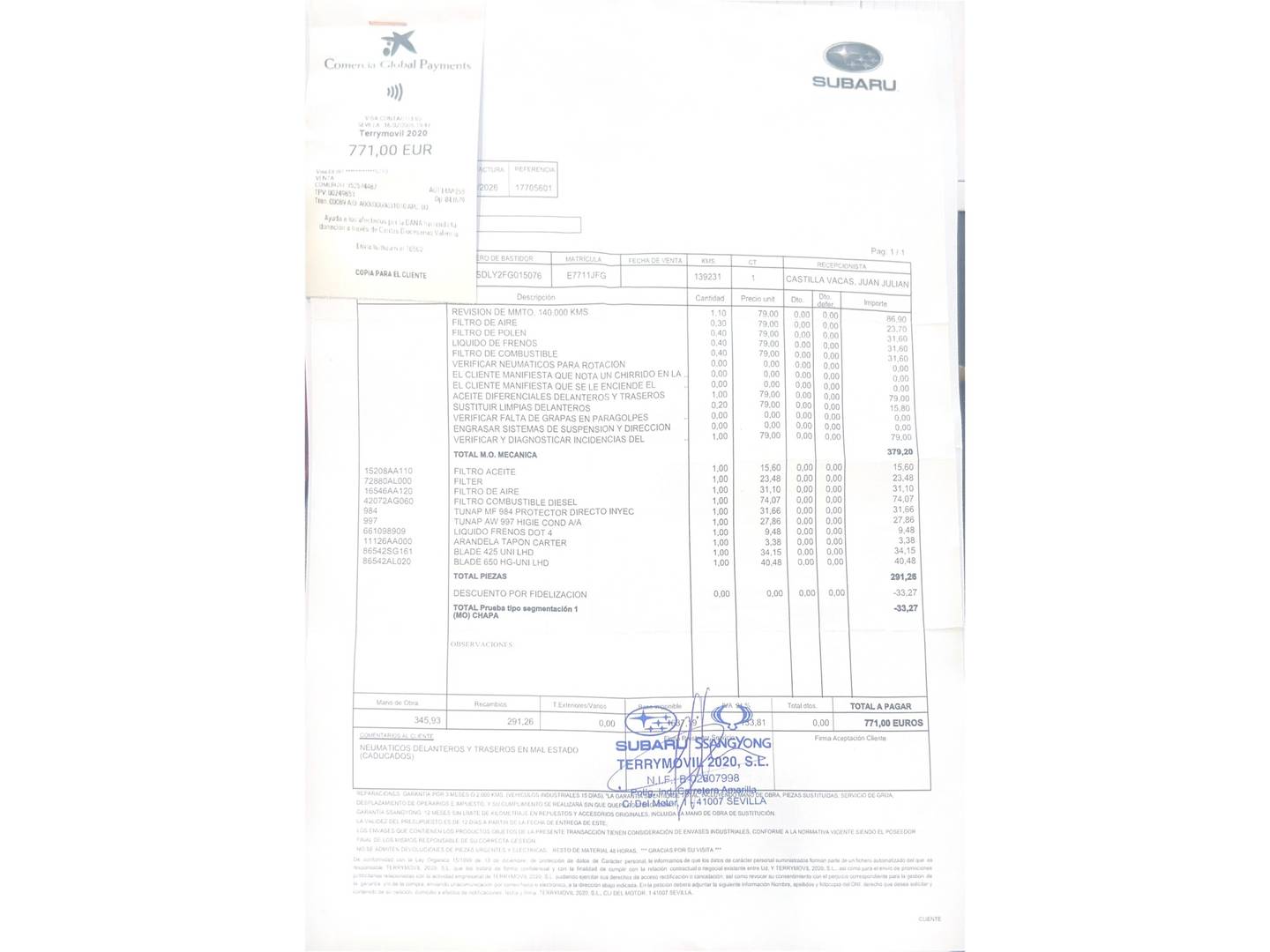 Foto del mantenimiento del Subaru Outback Subaru Outback 2.0 TD Executive Plus CVT Lineartron AWD (150 CV)
