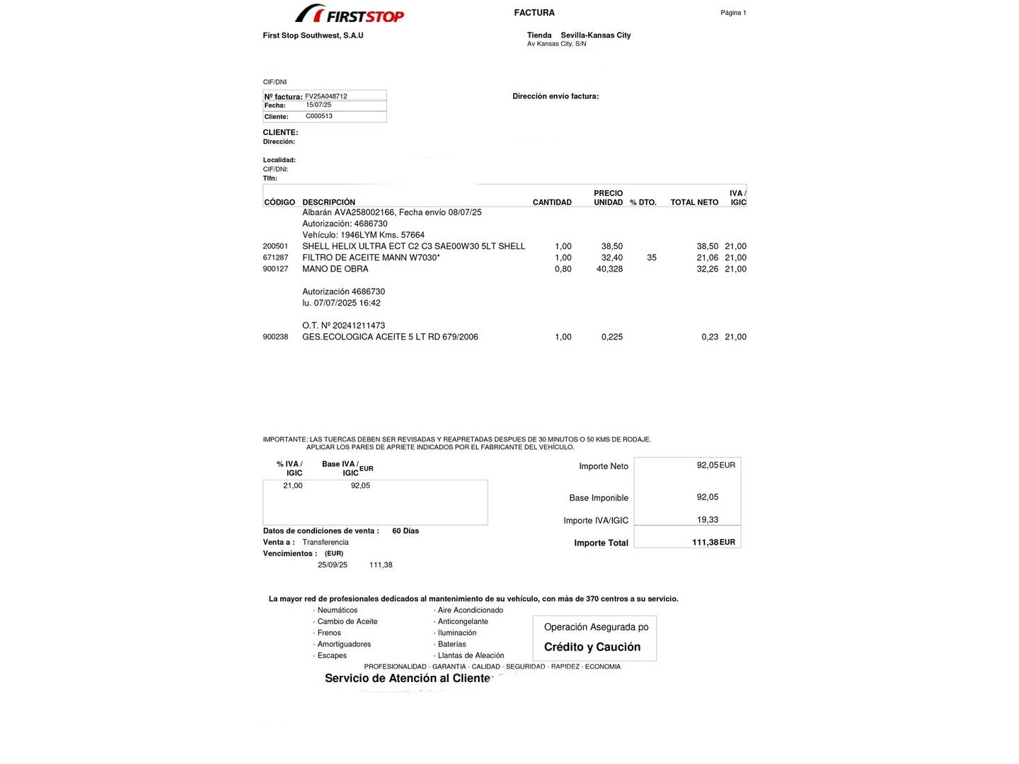 Foto del mantenimiento del Alfa Romeo Stelvio Alfa Romeo Stelvio 2.0 Gasolina Sprint Q4 Auto (200 CV)