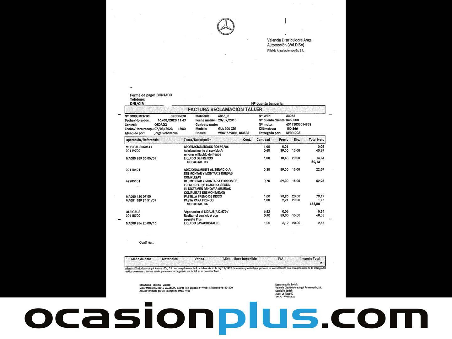 Foto del mantenimiento del Mercedes GLA Mercedes GLA 200 d AMG Line (136 CV)