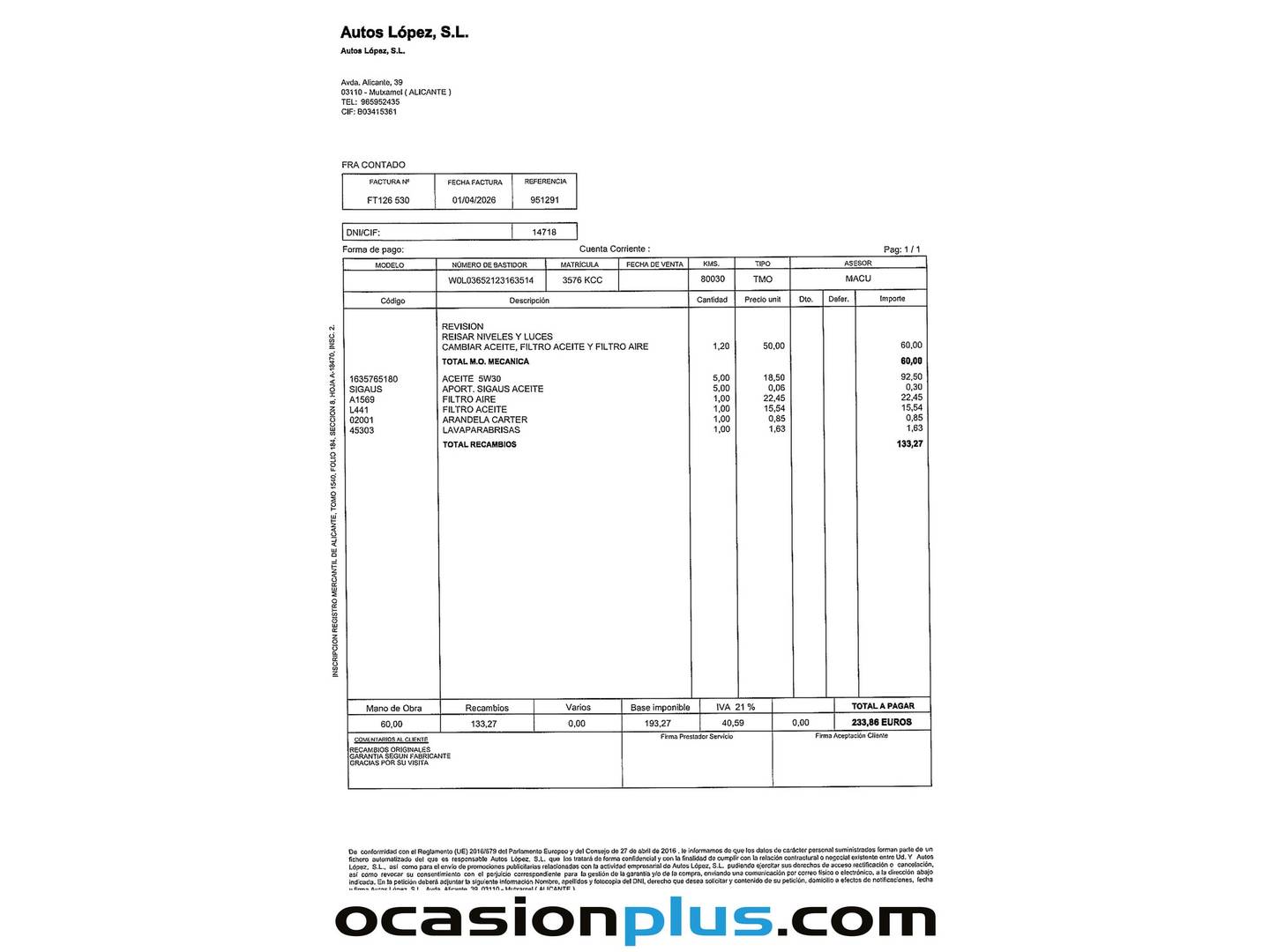 Foto del mantenimiento del Renault Captur Renault Captur Life Energy TCe  (90 CV)