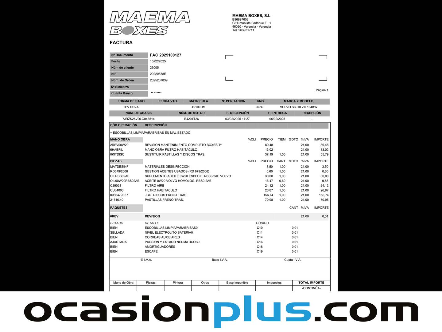 Foto del mantenimiento del Volvo S60 Volvo S60 T5 R-Design Auto (250 CV)