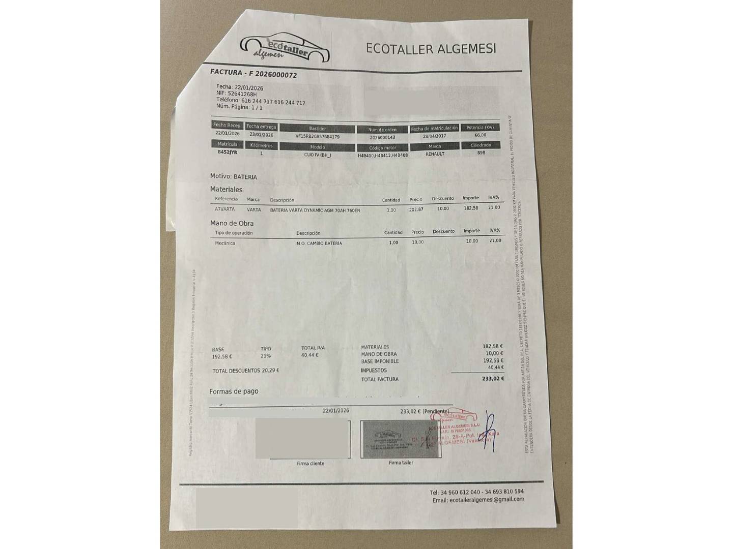 Foto del mantenimiento del Renault Clio Renault Clio Limited Energy TCe (90 CV)