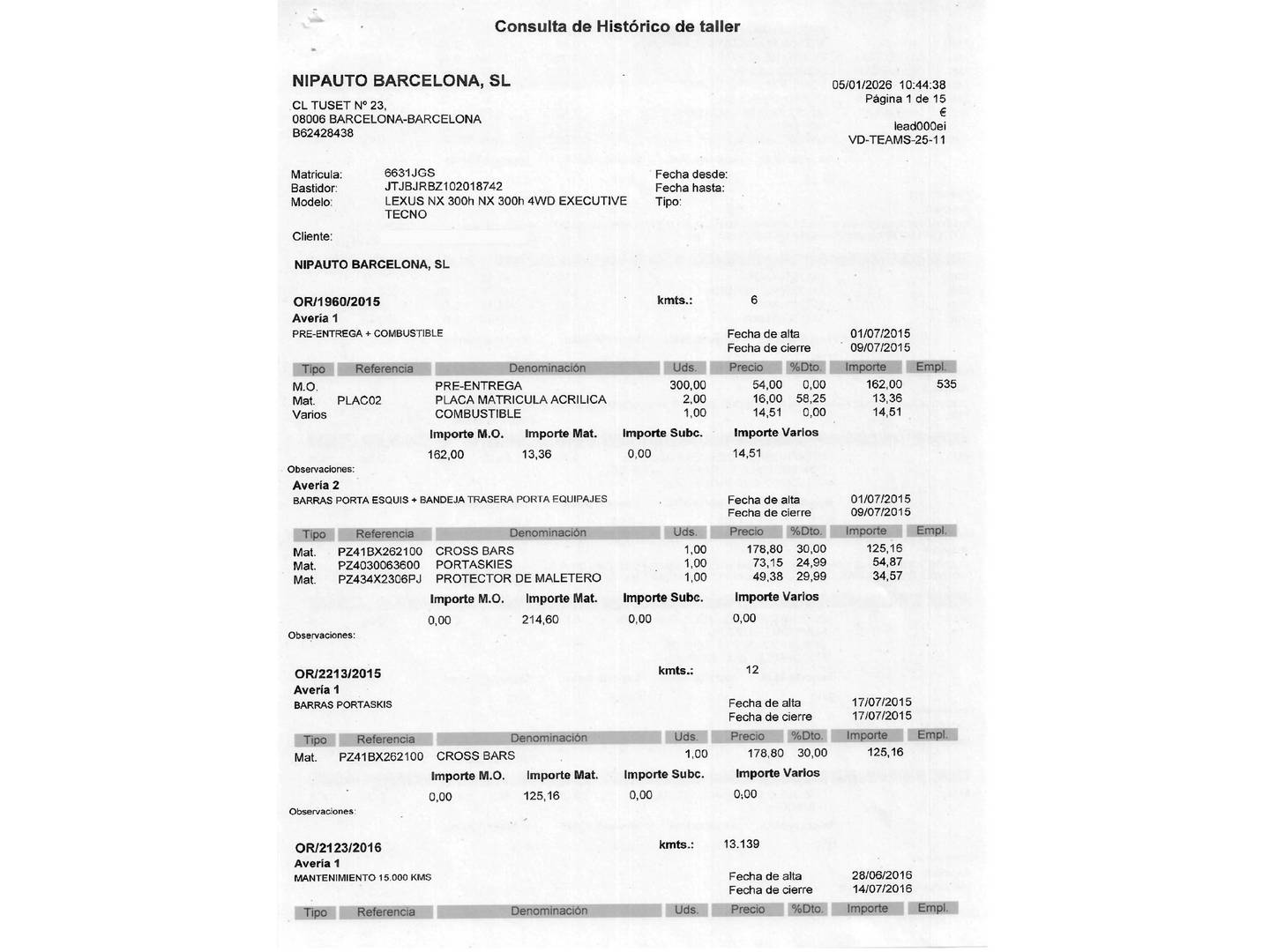 Lexus NX Lexus NX 300h Executive Tecno 4WD (197 CV) 2015