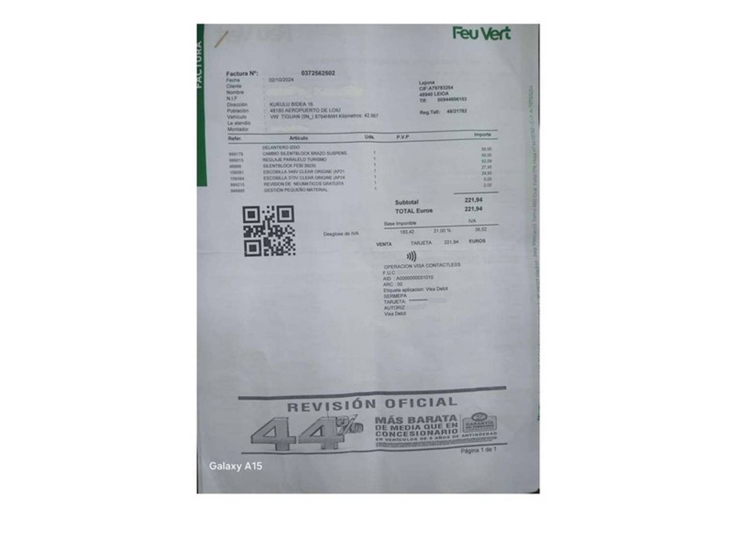 Foto del mantenimiento del Volkswagen Tiguan Volkswagen Tiguan Business 2.0 TDI BMT 4Motion  (140 CV)