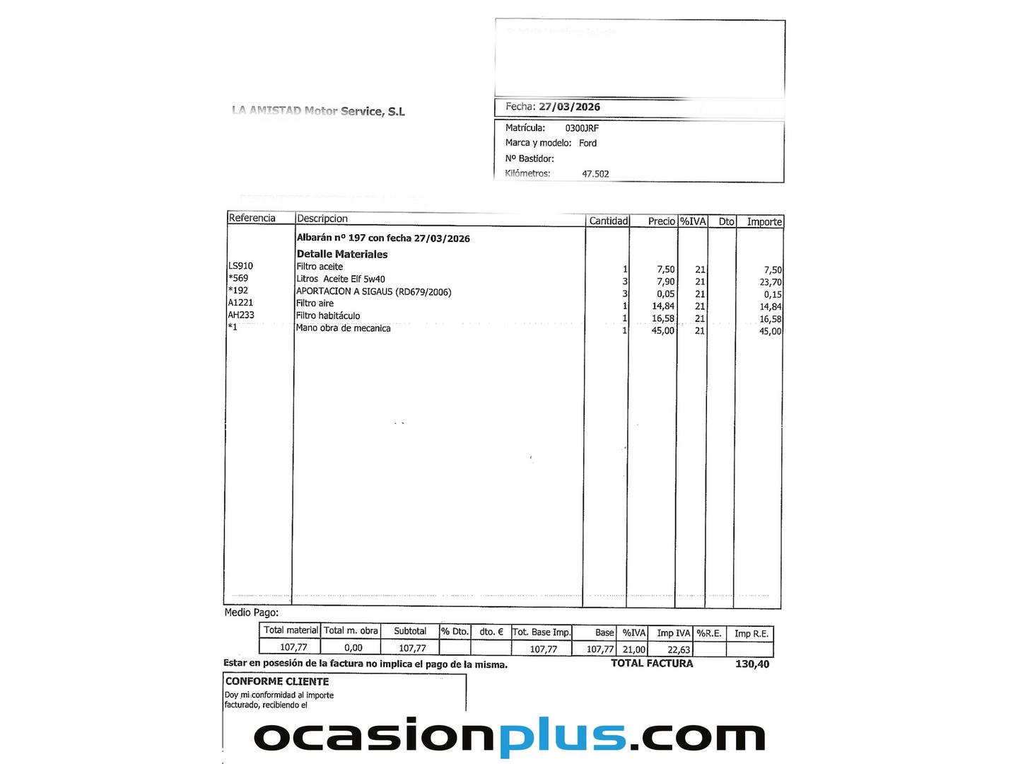 Foto del mantenimiento del Ford Ka Ford Ka 1.2 Duratec S&S Trend+ (69 CV)