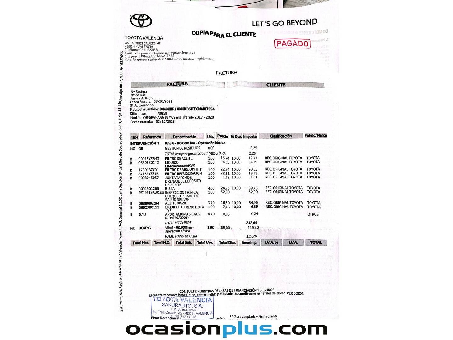 Foto del mantenimiento del Toyota Yaris Toyota Yaris 1.5 Hybrid Feel (100 CV)