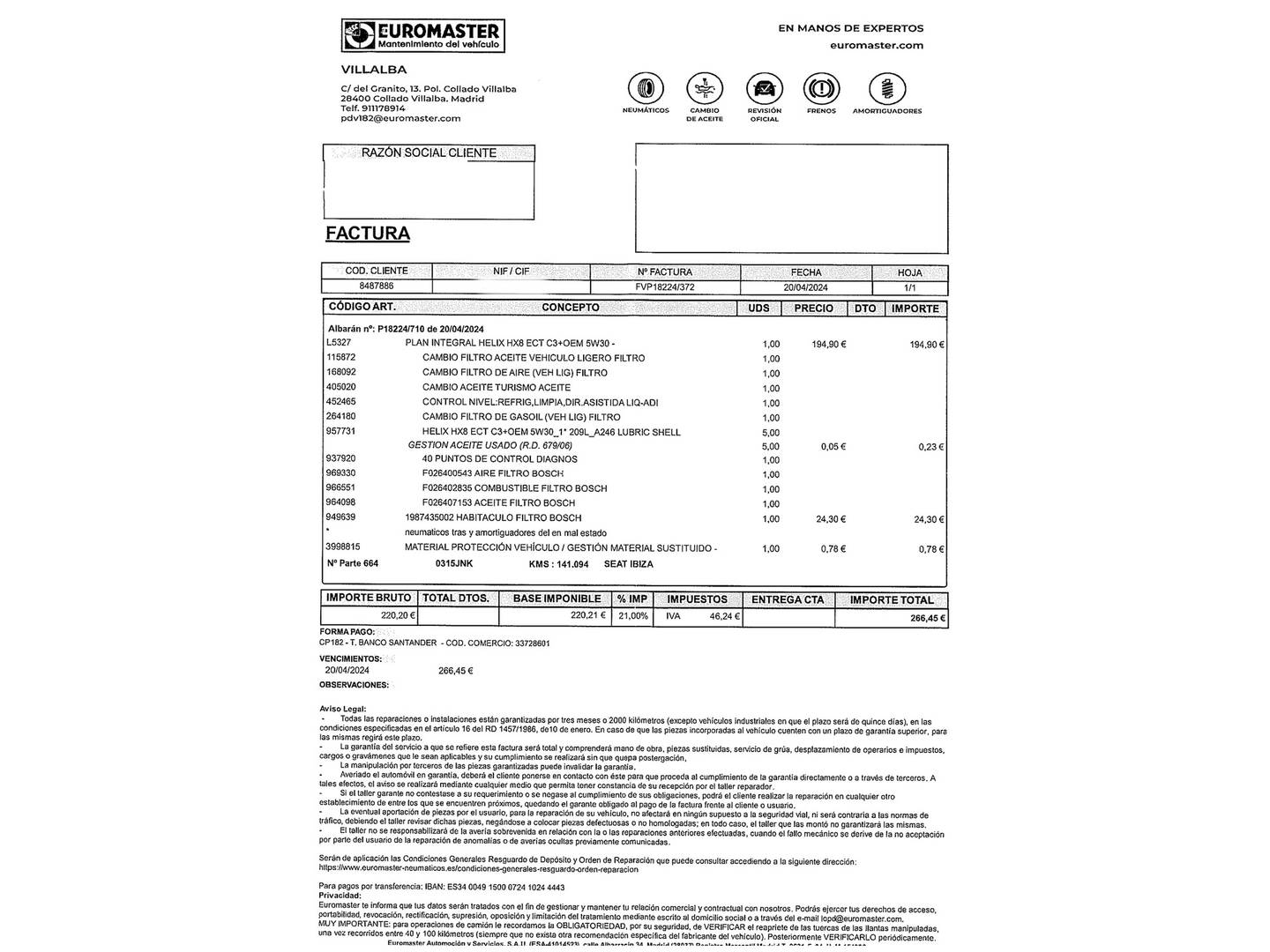 Foto del mantenimiento del Seat Ibiza Seat Ibiza 1.4 TDI Style Connect (90 CV)