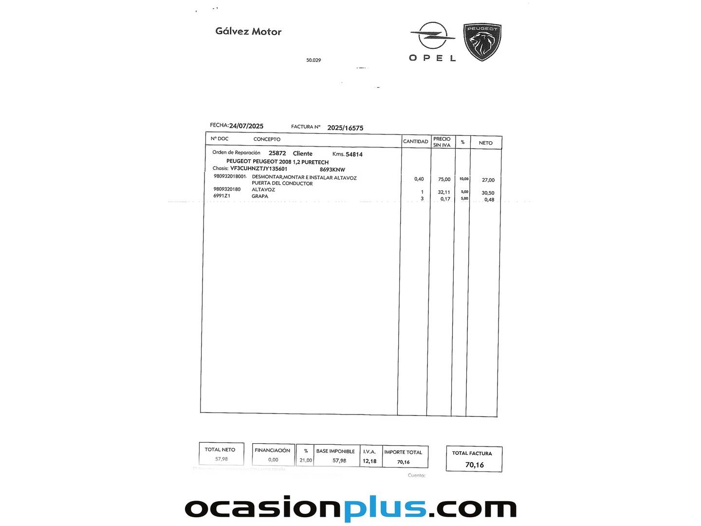 Foto del mantenimiento del Peugeot 2008 Peugeot 2008 PureTech 110 S&S Allure EAT6 (110 CV)