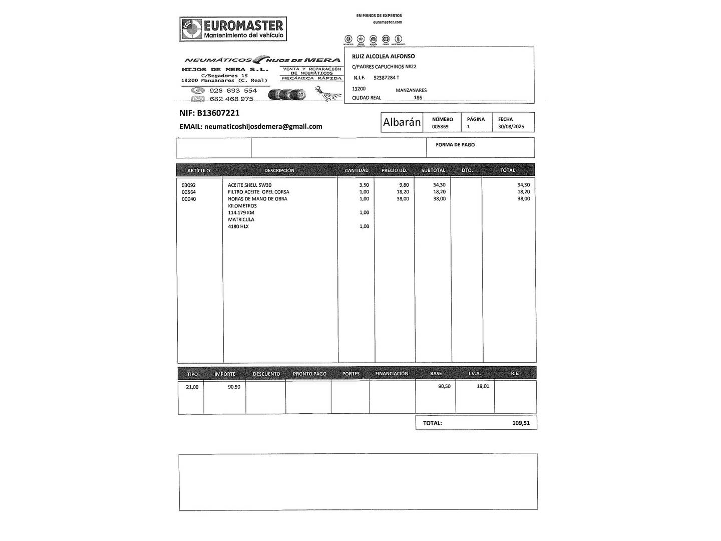 Foto del mantenimiento del Opel Corsa Opel Corsa 1.3 ecoFlex Expression (75 CV)