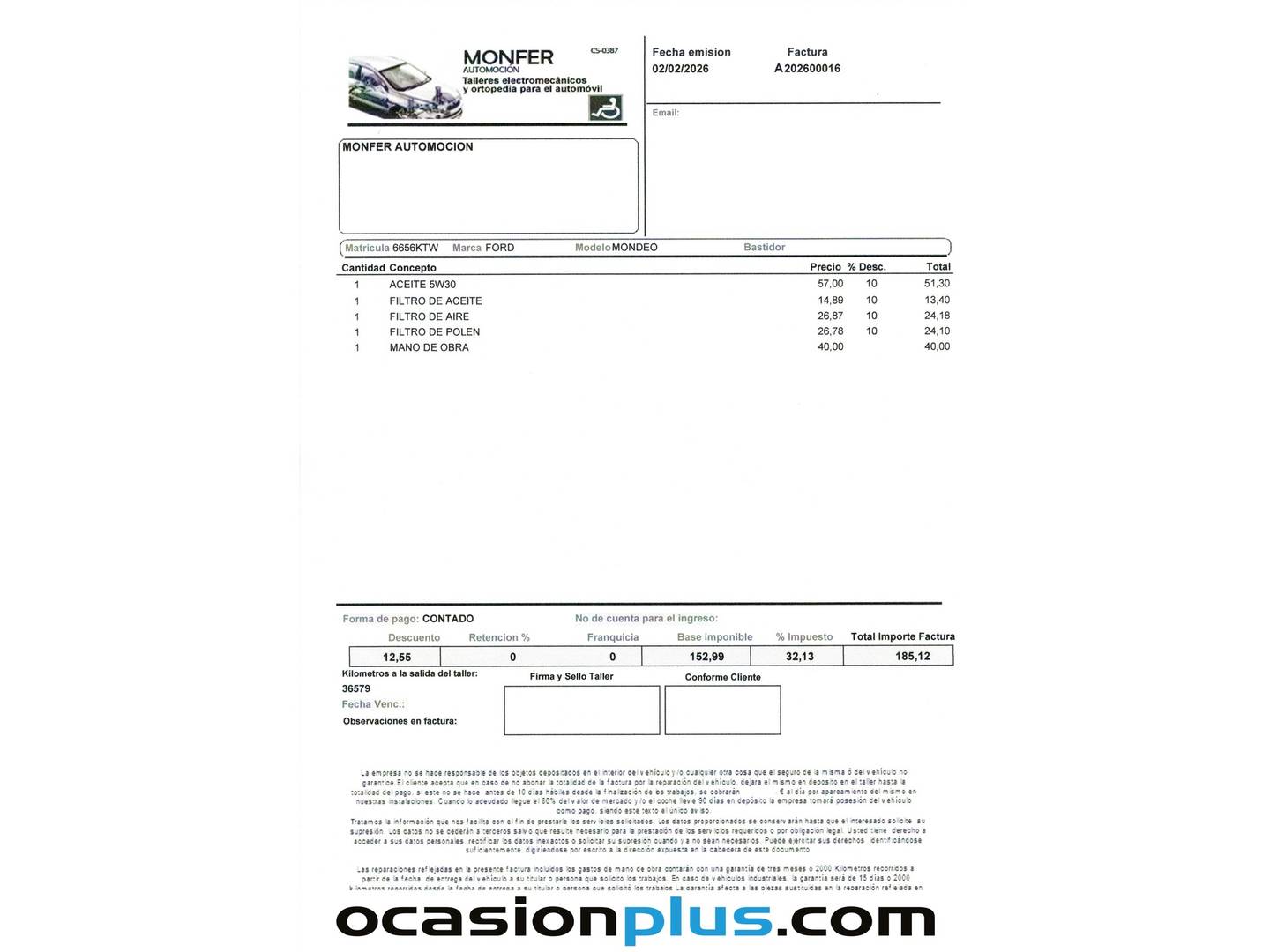 Foto del mantenimiento del Ford Mondeo Ford Mondeo 2.0 Híbrido HEV Sedan Titanium (187 CV)