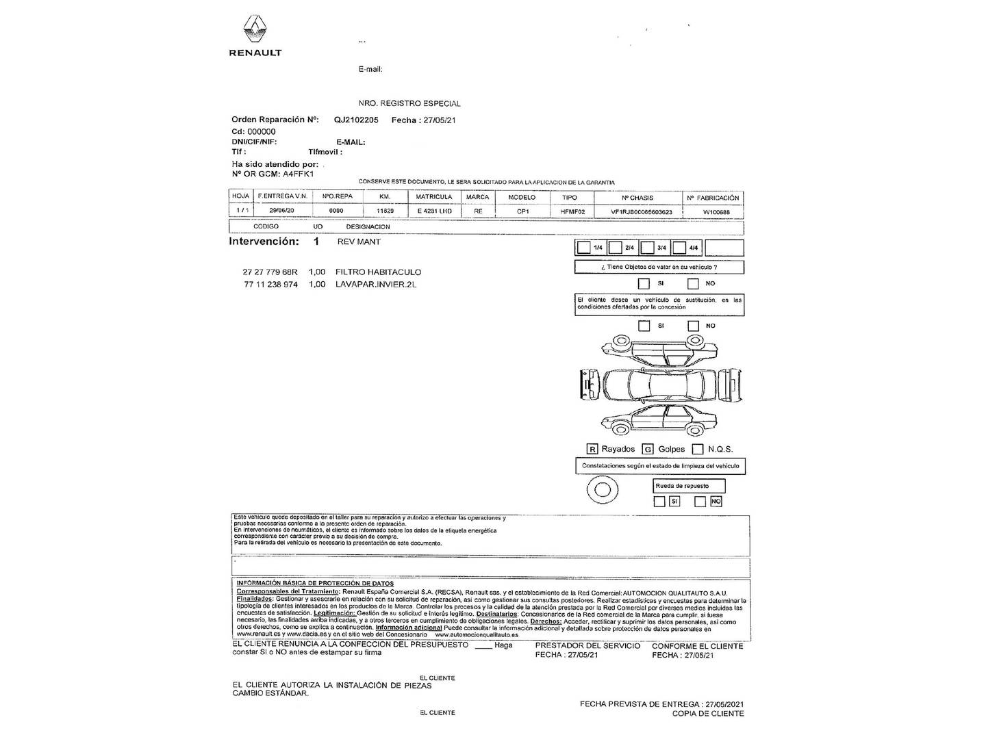 Foto del mantenimiento del Renault Captur Renault Captur Zen TCe (130 CV) EDC GPF