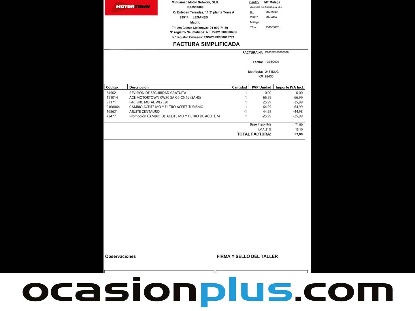 Foto del mantenimiento del KIA Picanto KIA Picanto 1.0 DPi Concept Pack Comfort (67 CV)