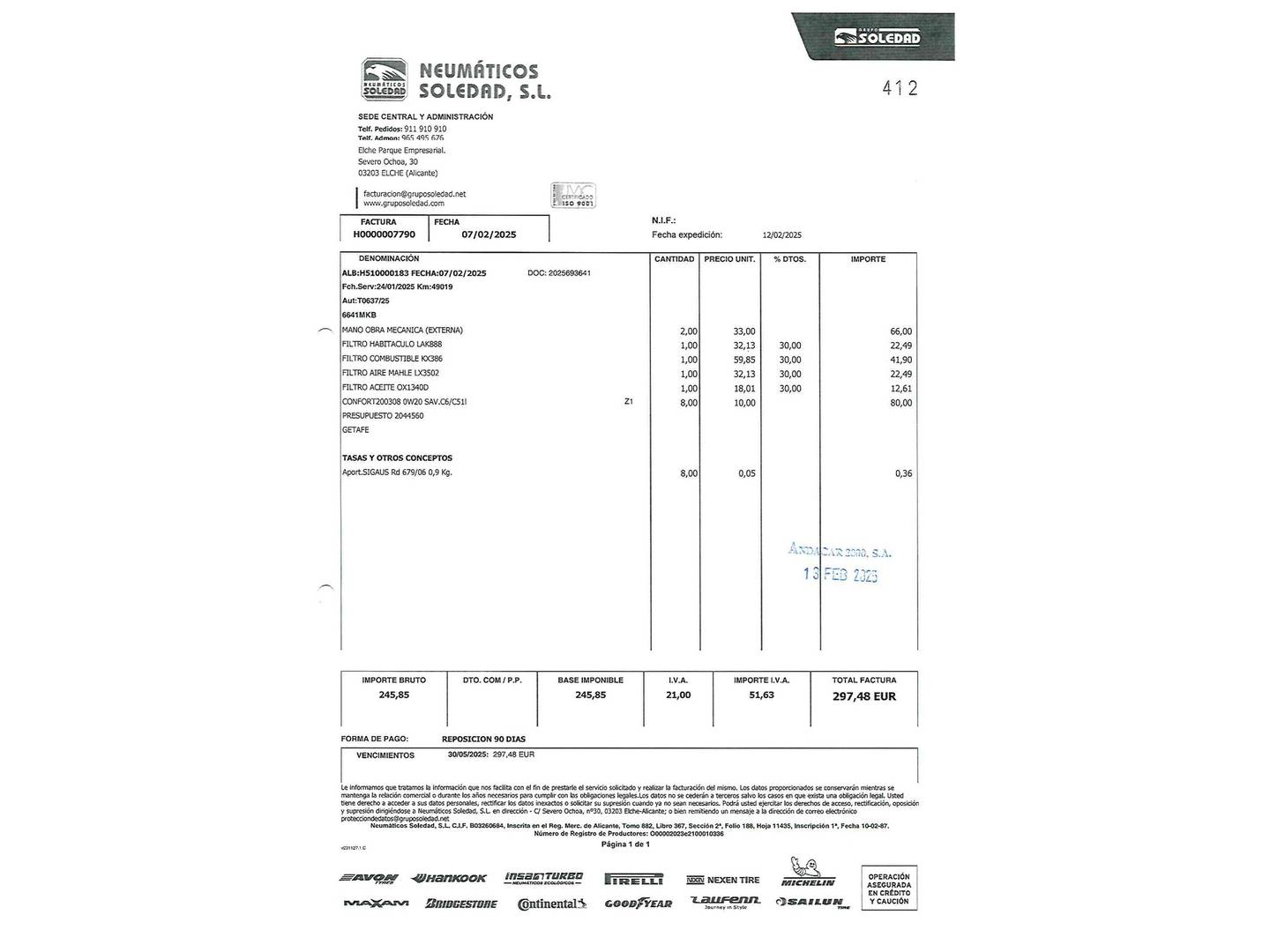 Foto del mantenimiento del Volkswagen Caddy Volkswagen Caddy Cargo Cargo 2.0 TDI (75 CV)