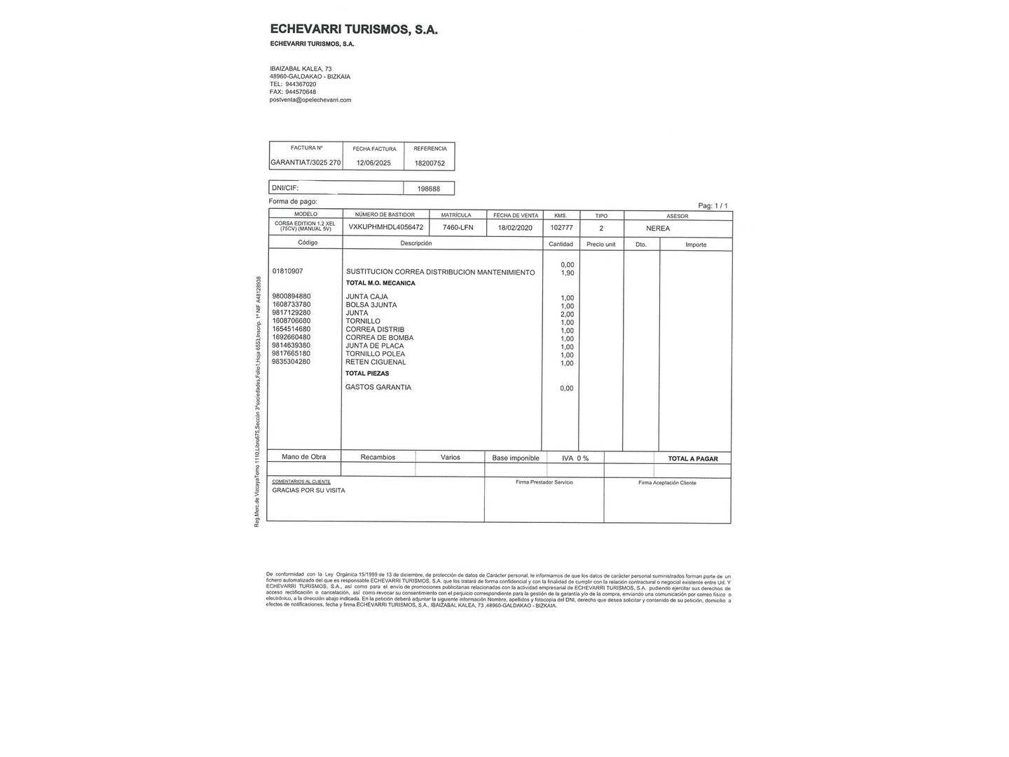 Foto del mantenimiento del Opel Corsa Opel Corsa 1.2 XEL S&S Edition (75 CV)