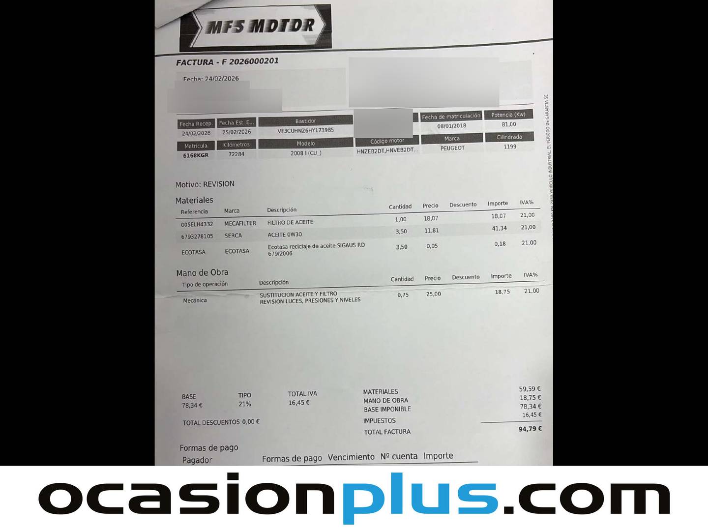 Foto del mantenimiento del Peugeot 2008 Peugeot 2008 PureTech 110 S&S Allure (110 CV)