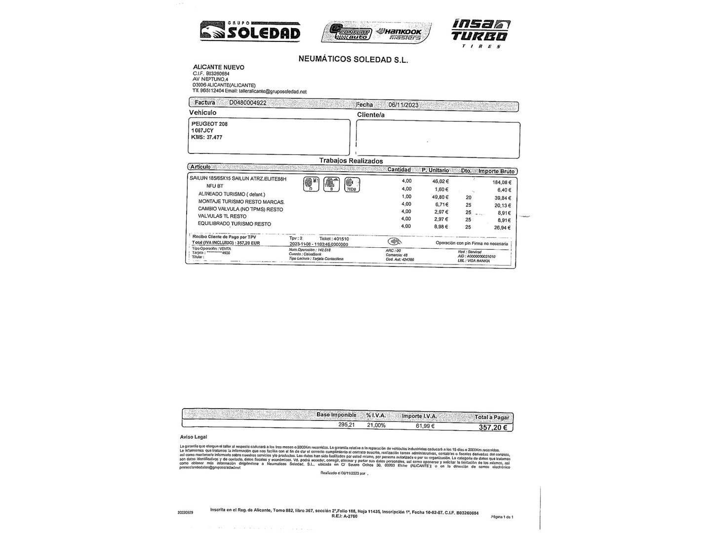 Foto del mantenimiento del Peugeot 208 Peugeot 208 1.2 PureTech Style (82 CV)