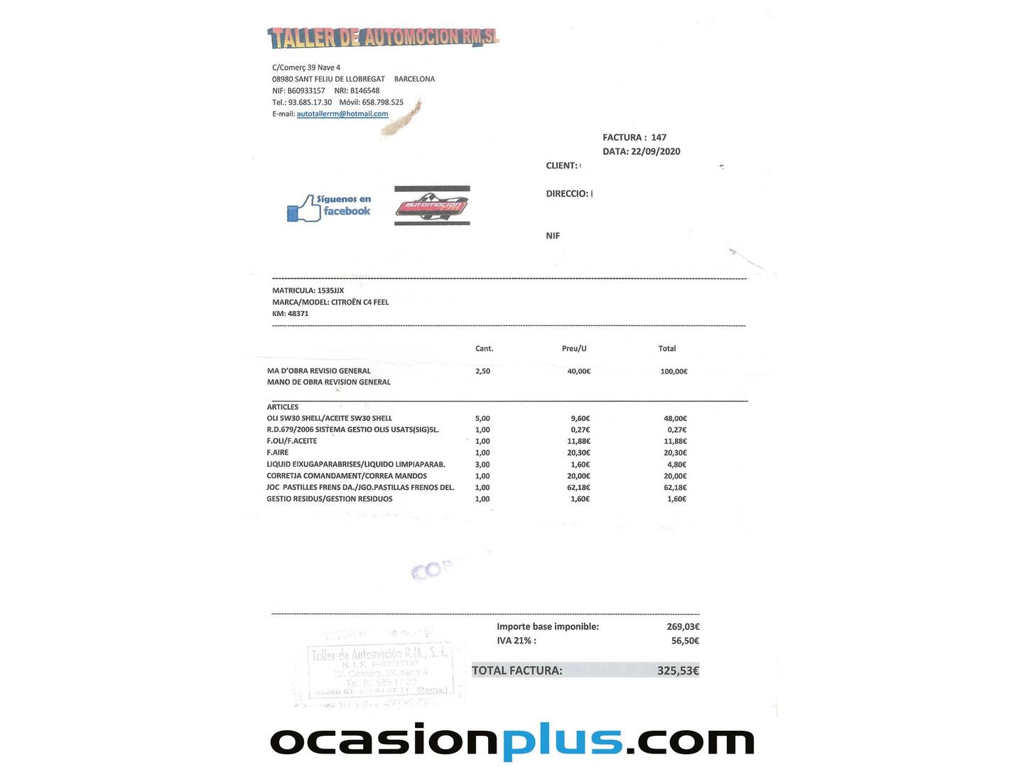 Foto del mantenimiento del Citroën C4 Citroën C4 PureTech 130 S&S Feel Edition (130 CV)