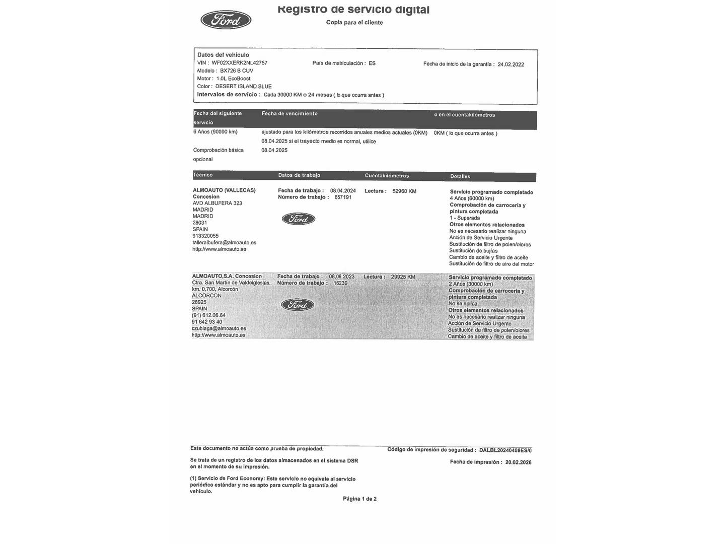 Foto del mantenimiento del Ford Puma Ford Puma 1.0 EcoBoost MHEV ST-Line (125 CV)