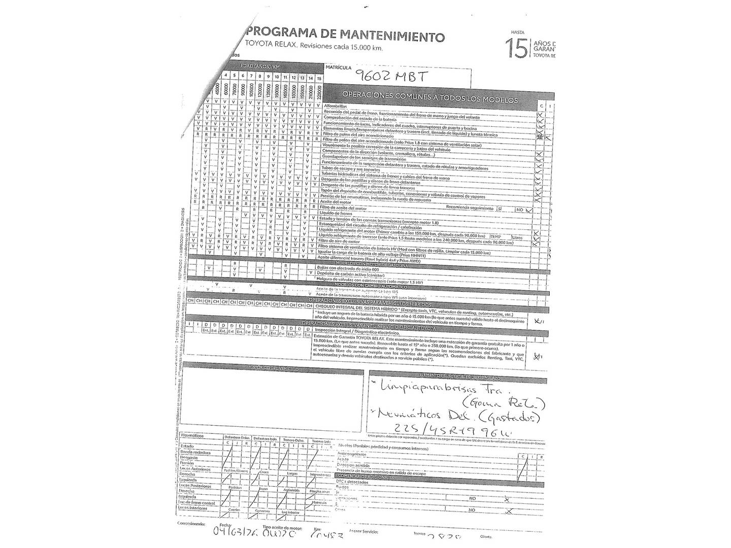 Foto del mantenimiento del Toyota C-HR Toyota C-HR 180H GR Sport (184 CV)