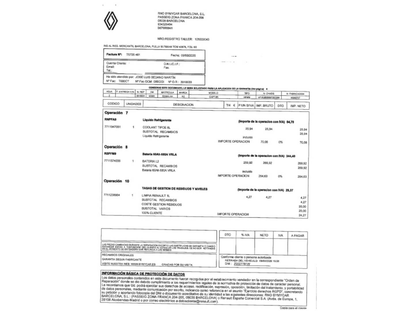 Foto del mantenimiento del Renault Captur Renault Captur Zen E-TECH Híbrido enchufable (160 CV)