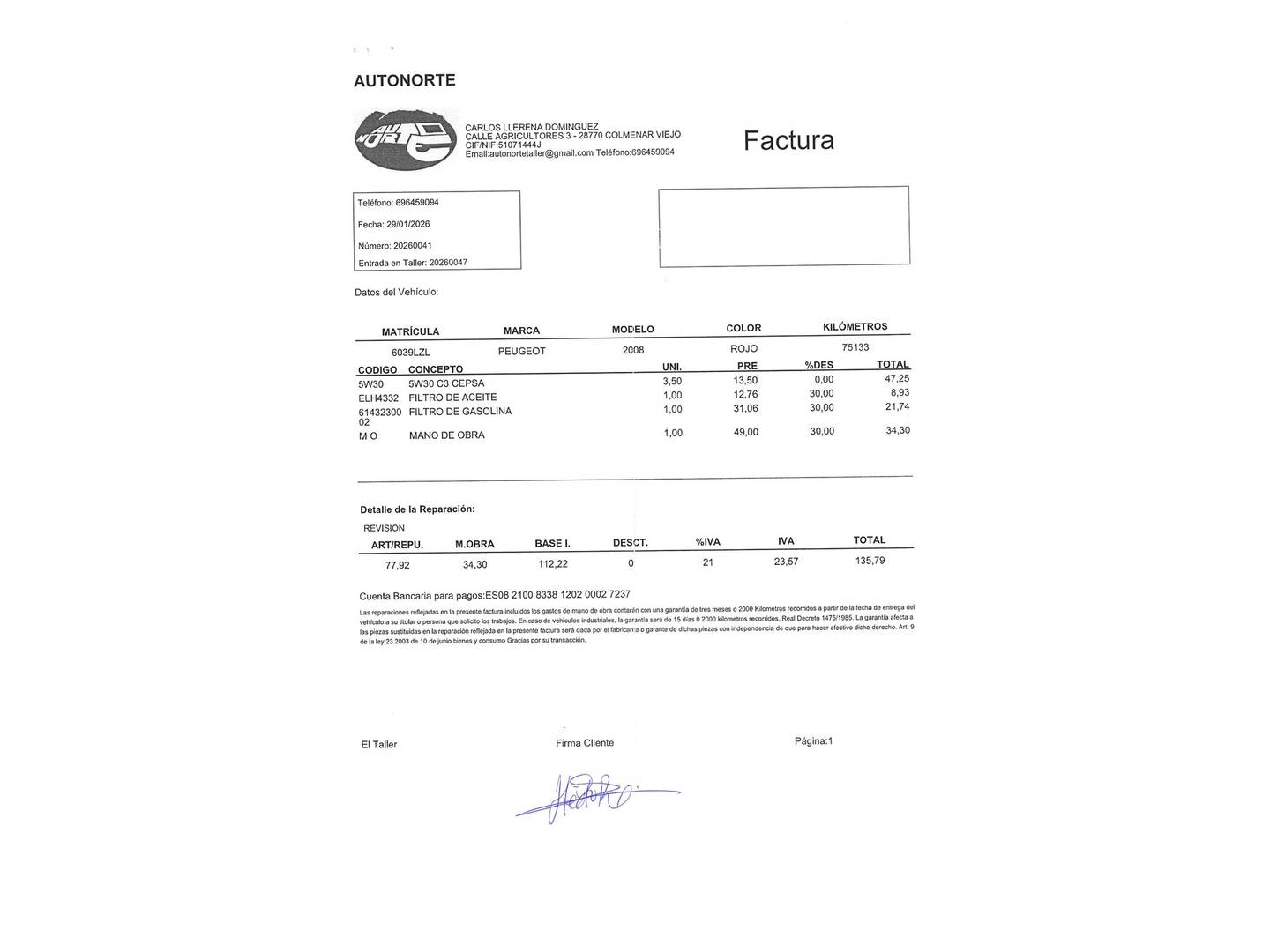 Foto del mantenimiento del Peugeot 2008 Peugeot 2008 PureTech 130 S&S Allure Pack EAT8 (130 CV)