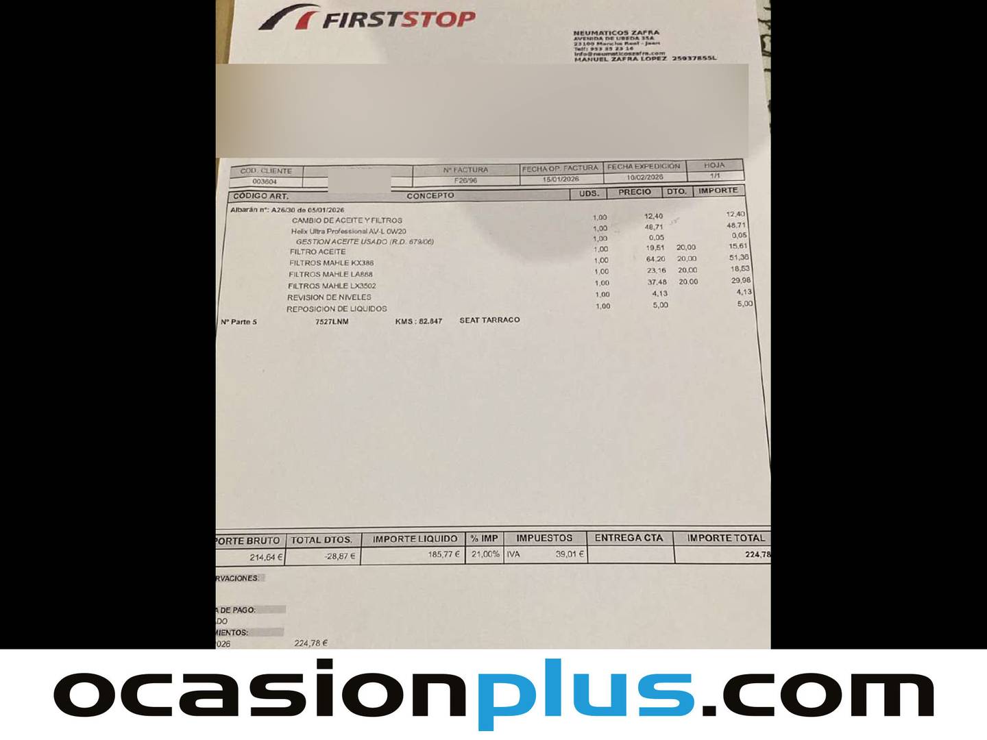 Foto del mantenimiento del Seat Tarraco Seat Tarraco 2.0 TDI S&S FR GO DSG (150 CV) 7 Plazas